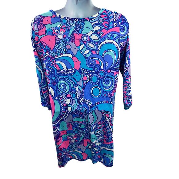 Lilly Pulitzer | Women's 3/4 Sleeve Colorful Linden Dress Sea Jewels Size Large - Picture 2 of 11
